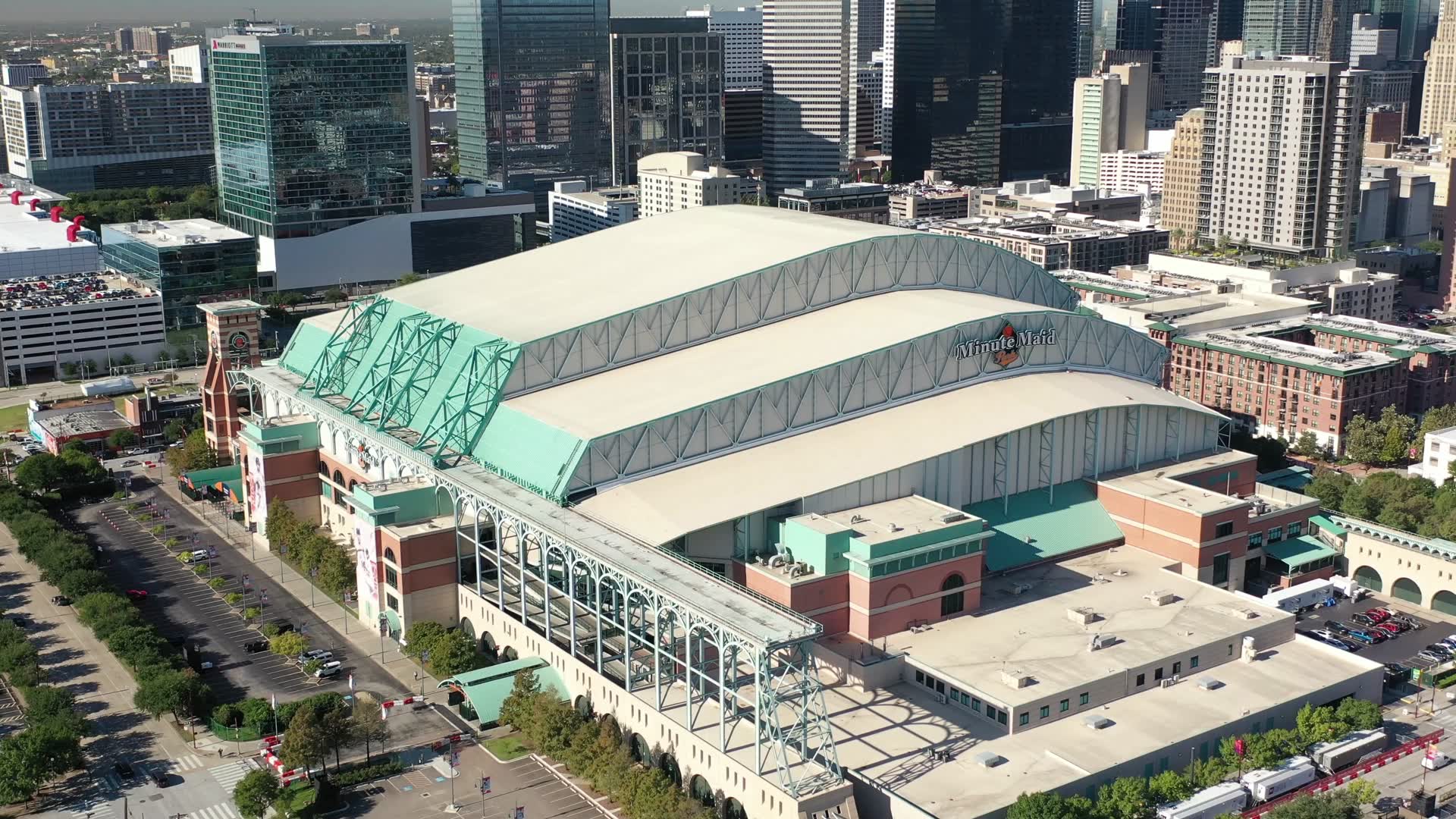 Aerial Construction Site of Enron Field (now Minute Maid Park) and